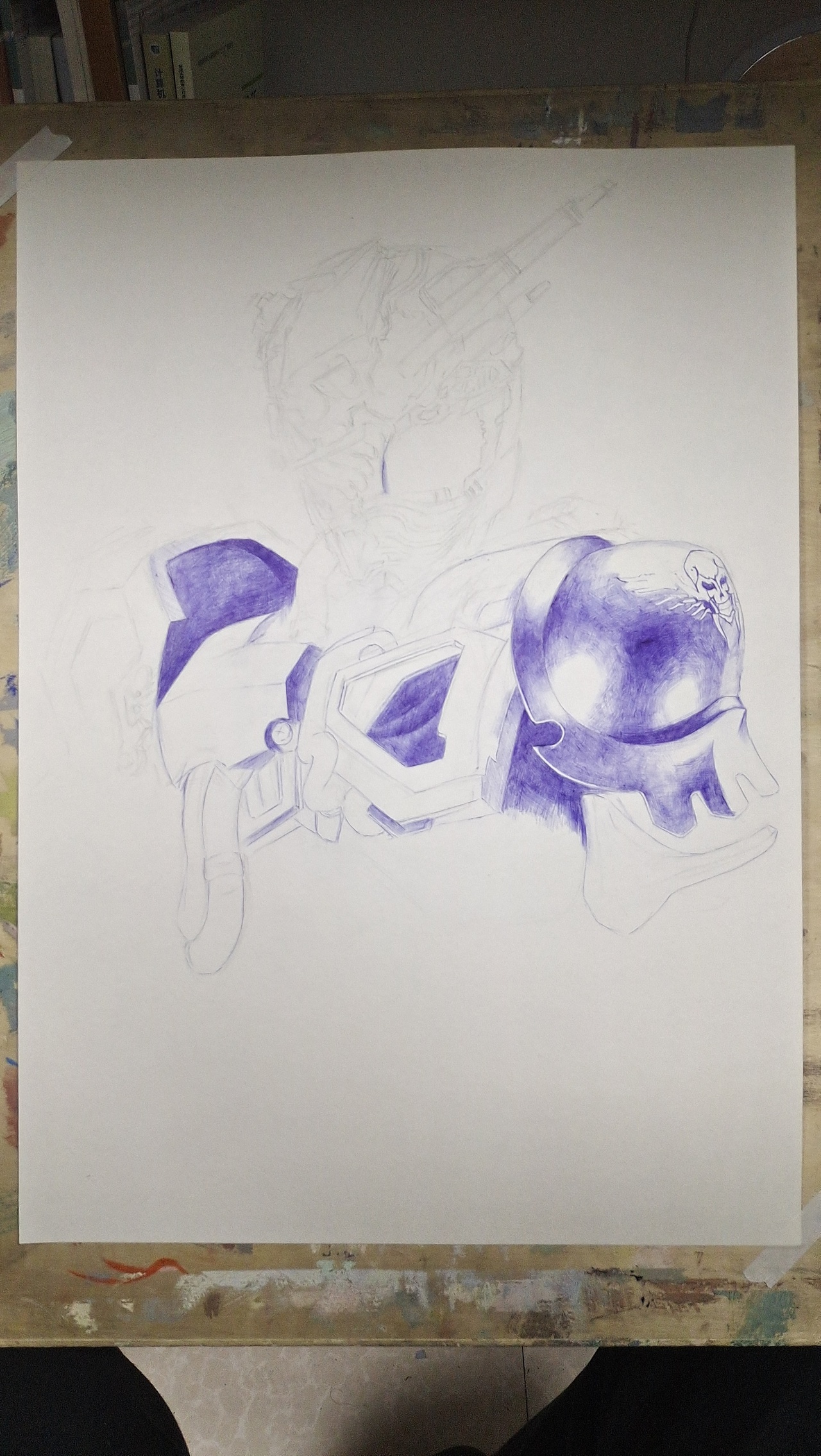 手绘 假面骑士 魔进追迹者 圆珠笔