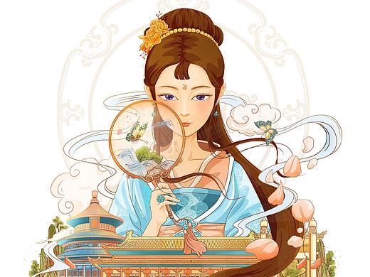 国风城市插画——京城之韵（个人主页-ZNTEwNzg2MzY=） - 创作习作 - 站酷设计师米芽RONG插画原创素材 - 站酷ZCOOL