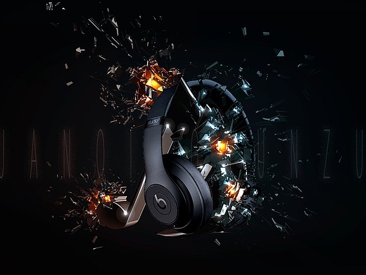 海报练习,耳机 炫酷 黑色