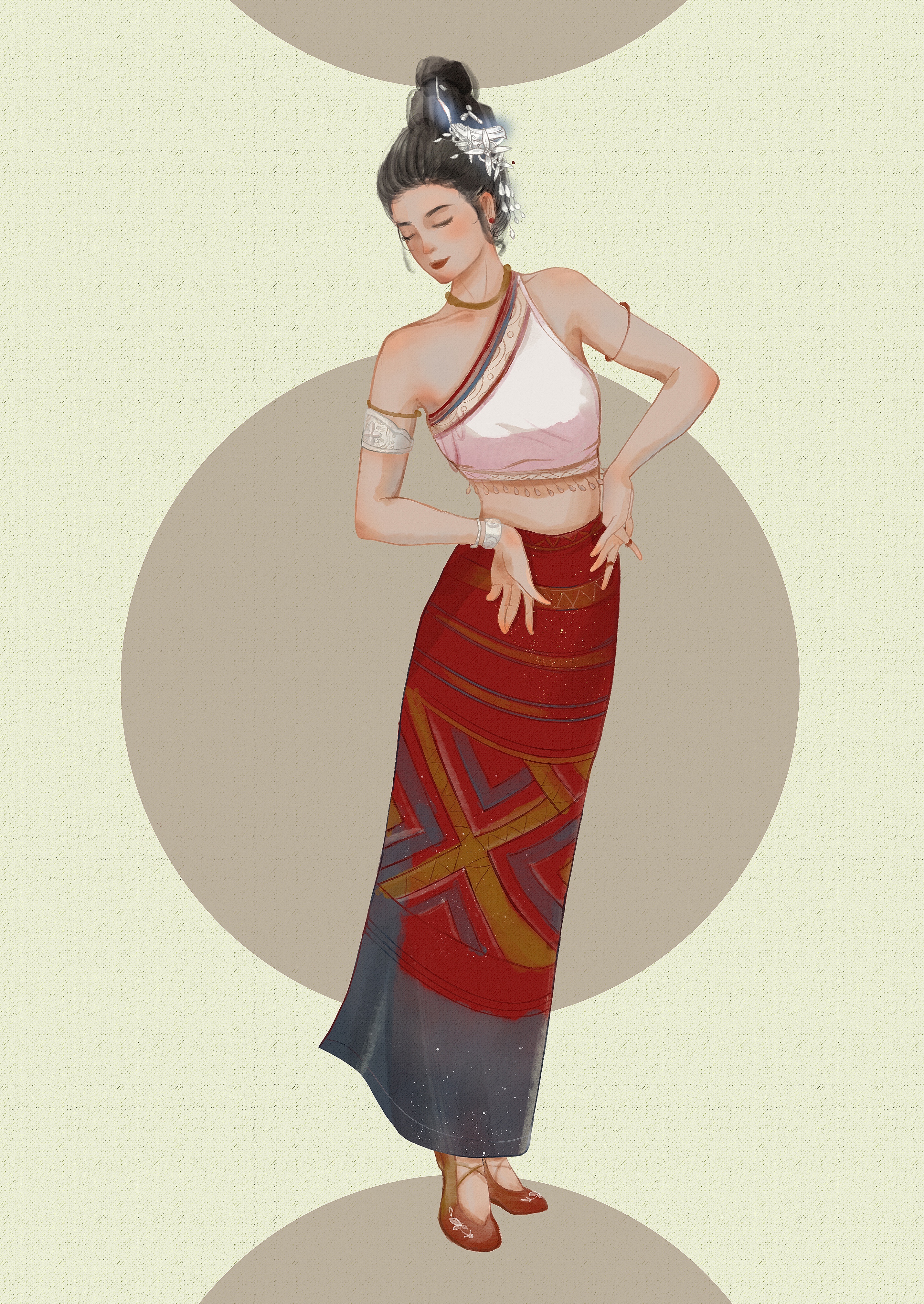 傣族服饰绘画图片图片