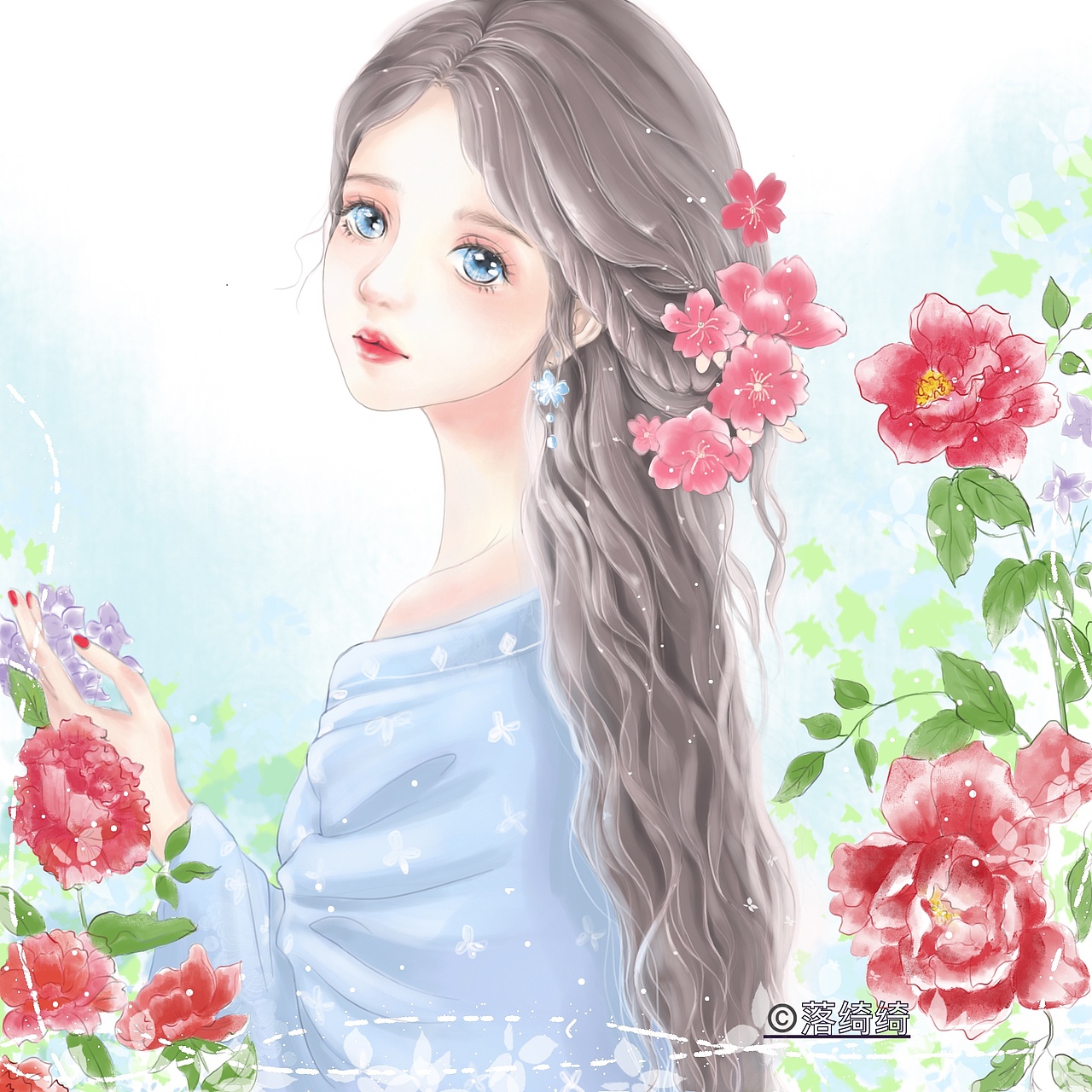 花与少女（图ZMjI0NjEwMzky） - 创作习作 - 站酷设计师以柠CaroL原创素材 - 站酷ZCOOL