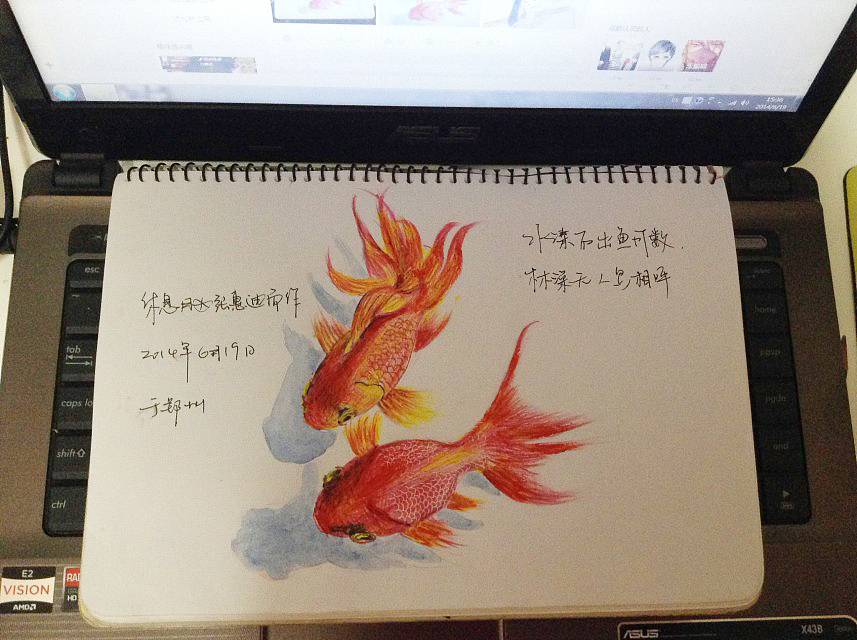 彩铅画——双鱼