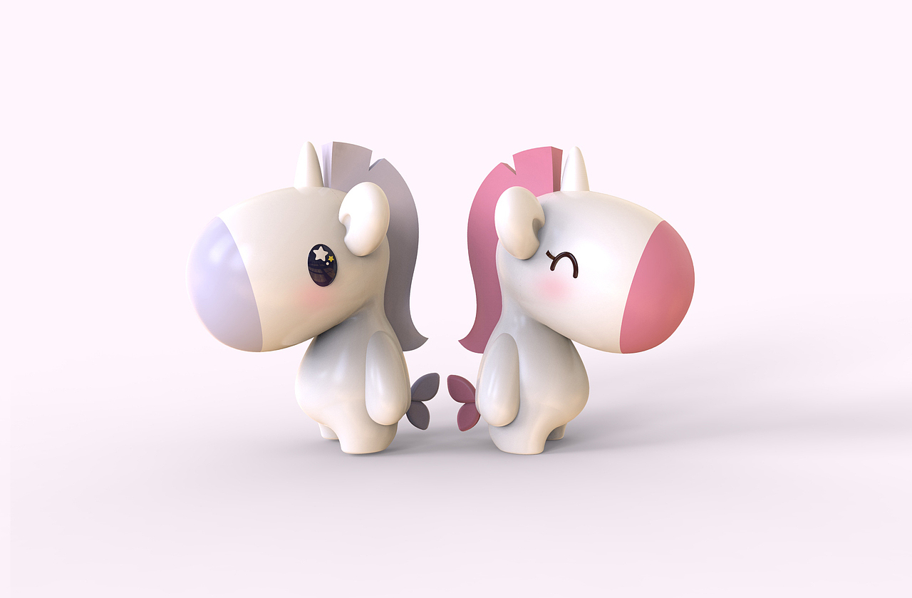 《游乐园》系列壁纸标签独角兽可爱萌c4d 3d ip衍生品1063