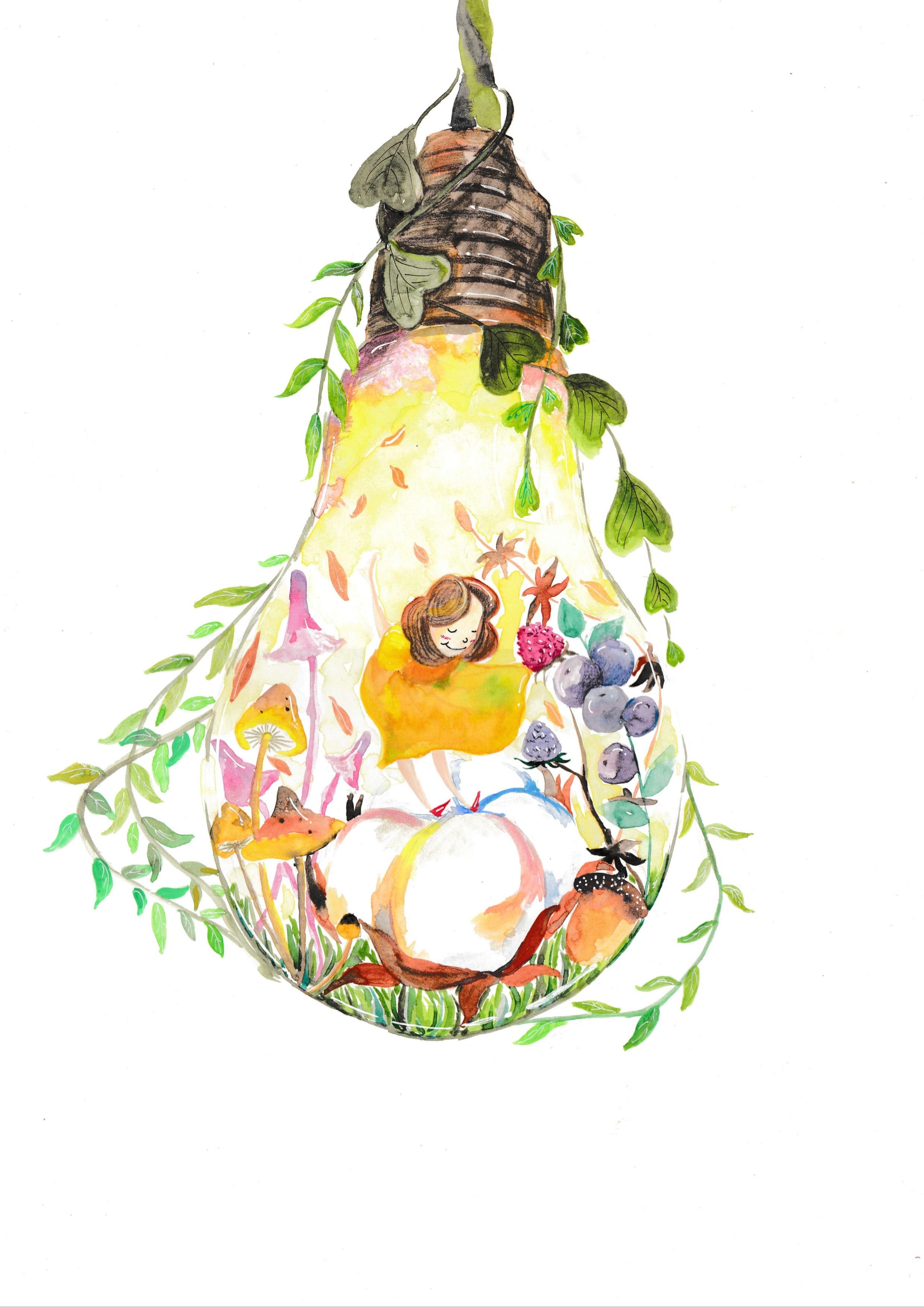 考研手绘插画练习 水彩马克笔彩铅.