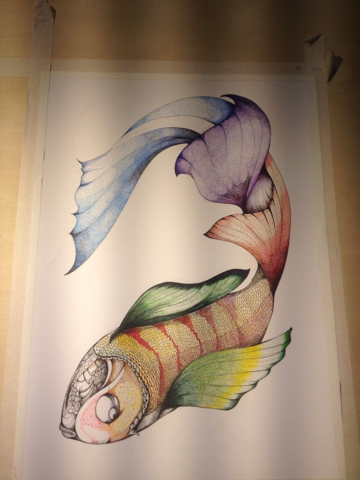 jamu时尚插画之山海经赢鱼