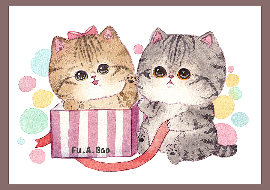 【我家猫不是喵】大傻Ni和卖萌Miu（图ZMjQyMjc1ODY0） - 商业插画 - 站酷设计师福阿包原创素材 - 站酷ZCOOL
