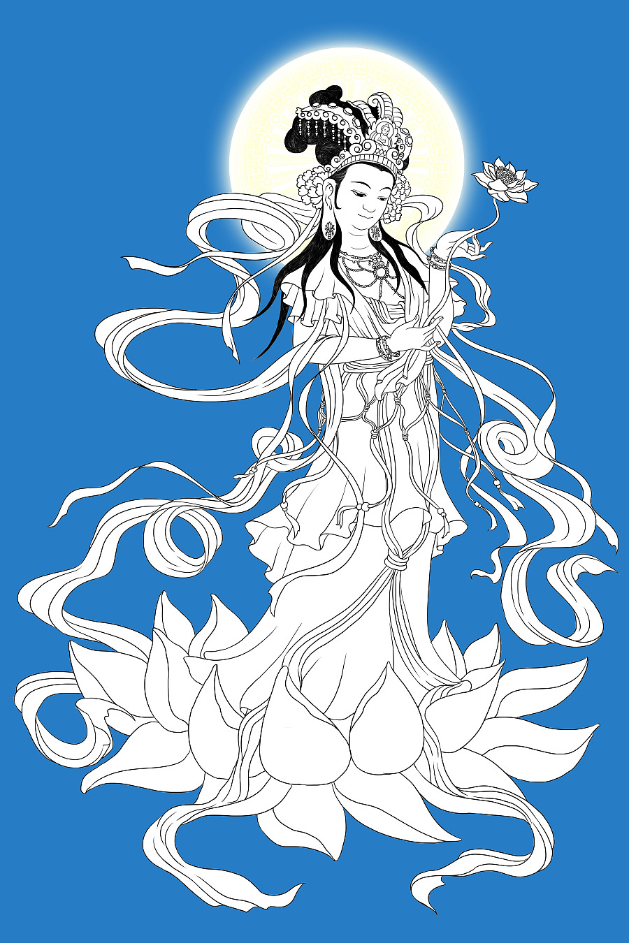 三十三观音----持莲观音|游戏原画|插画|超级无敌红蛋蛋 - 原创设计