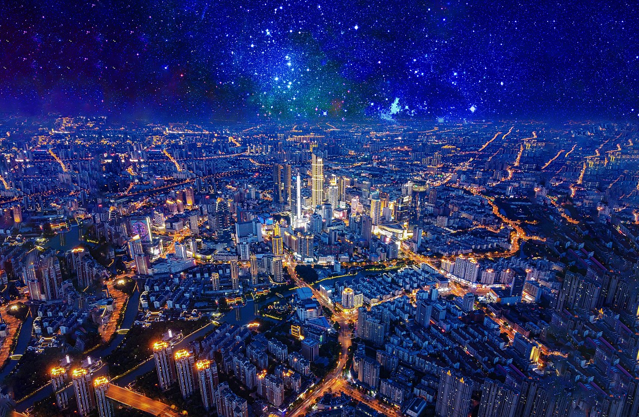 无锡夜景航拍