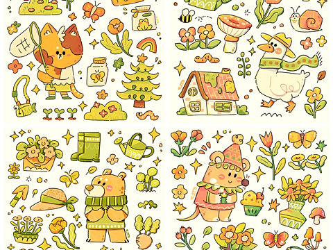 花园涂鸦小贴纸1-4