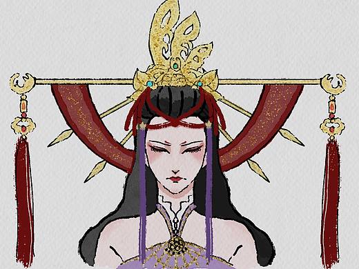 #国漫万创#水墨闭眼女帝（个人主页-ZNTUyNDQzNjQ=） - IP形象 - 站酷设计师再也不瞎参赛了原创素材 - 站酷ZCOOL