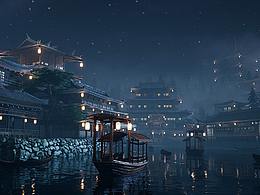 夜景古城