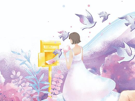 書籍插畫-寫信給他們，體驗“從前慢”（個人主頁-ZNDI4OTM2NjA=） - 商業(yè)插畫 - 站酷設(shè)計師巴厘島寶珀原創(chuàng)素材 - 站酷ZCOOL