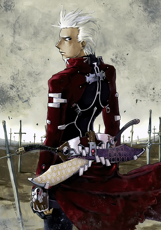 SABER过后就是我最喜欢的红A~当时有点手生,所以背后的双刃和背景没能够很好地设计出来,朋友也提出了&quot;脸太板&quot;的意见,总之凑和着还是一起发出来了,作品取名为&lt;剑阵的尽头&gt;