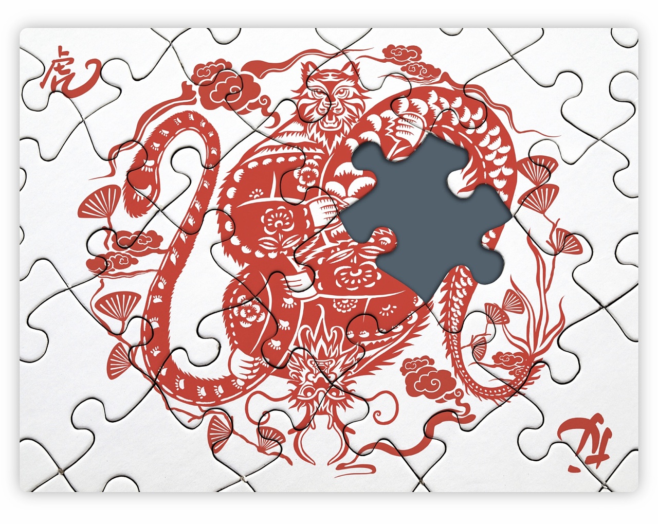 龙虎相拥 剪纸窗花纹样|平面|图案|qianer2 - 原创作品 - 站酷 (zcool