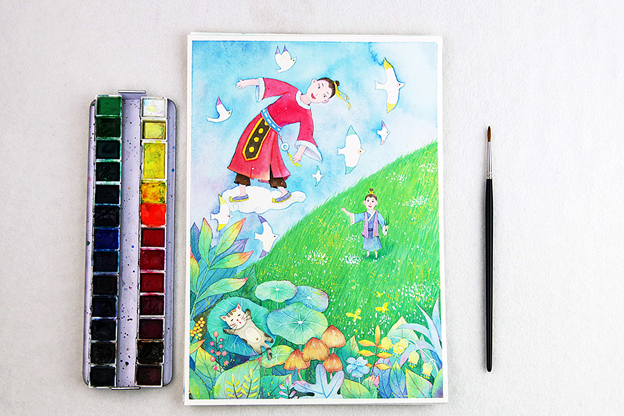 绘本插画：如果你会飞（图ZNjM0Njg1NjQ=） - 商业插画 - 站酷设计师LONGHYIBI原创素材 - 站酷ZCOOL