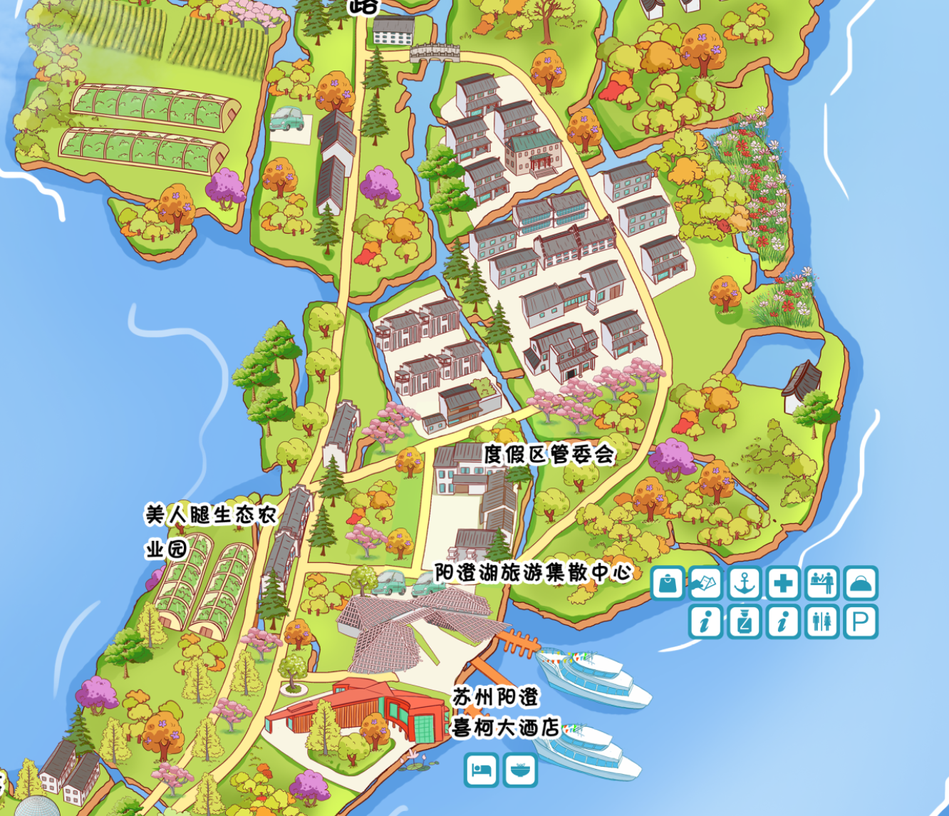 阳澄湖手绘地图