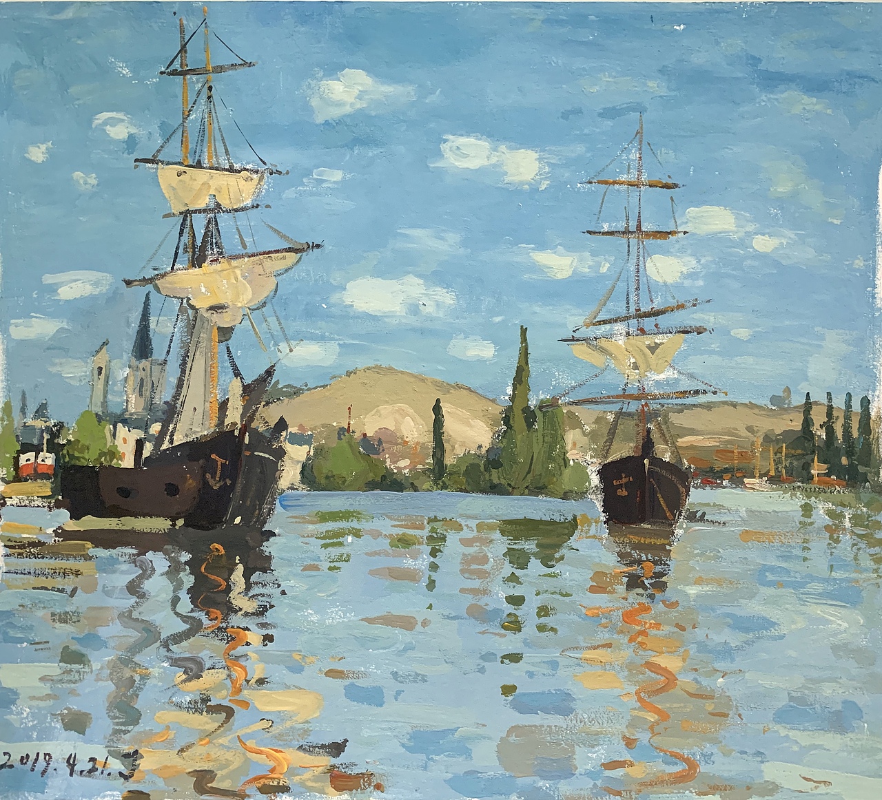 【莫奈作品临摹】水粉画