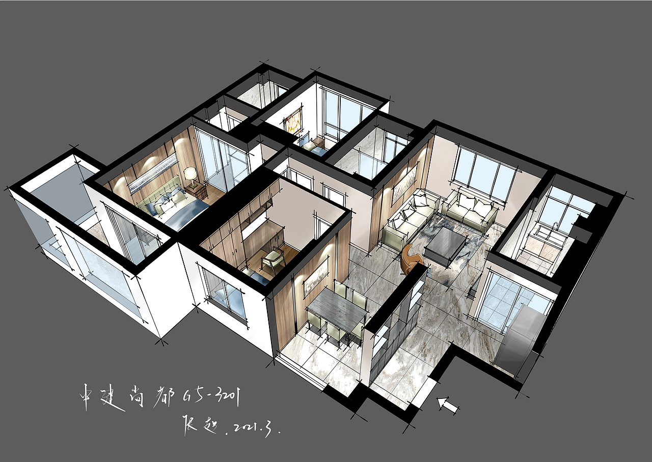 室内手绘作品欣赏（图ZMjQ2MTI4OTY4） - 家装设计 - 站酷设计师纯粹手绘原创素材 - 站酷ZCOOL