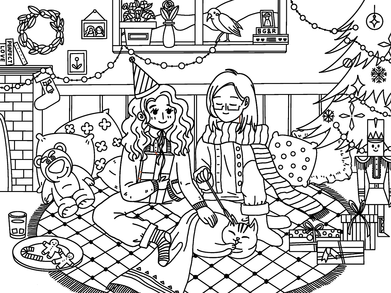 圣诞插画🎄室内温馨场景❤️附绘画过程