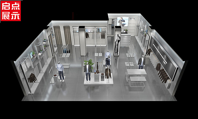 600方集合店服装货架装修设计图纸货架报价