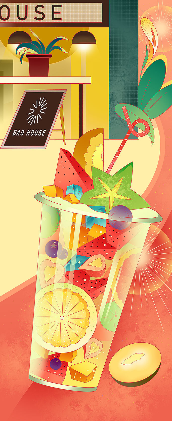 商业美食街壁画长图新年氛围（图ZMjkyMTY1Mjg0） - 商业插画 - 站酷设计师執子范原创素材 - 站酷ZCOOL