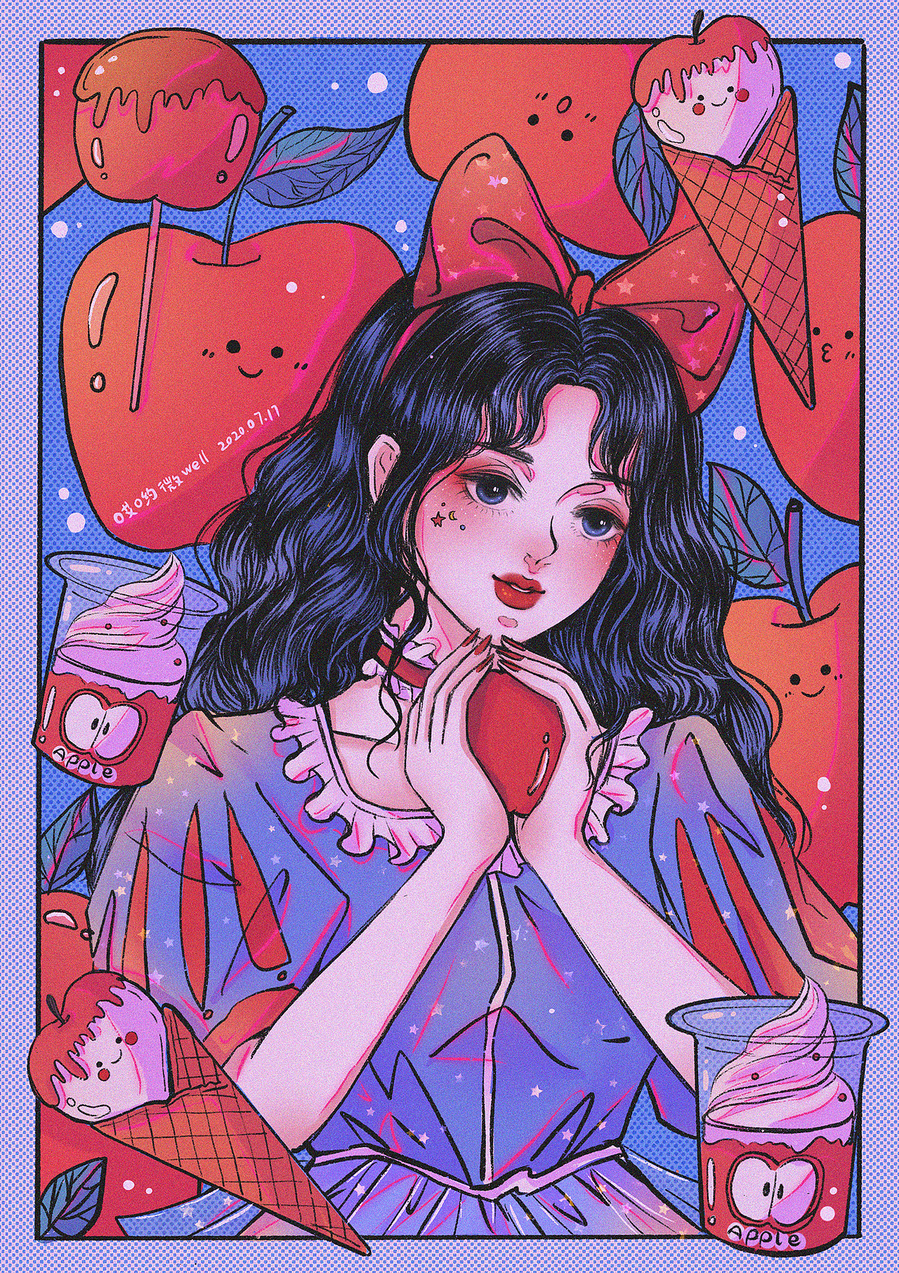 元气少女夏日水果女孩系列插画