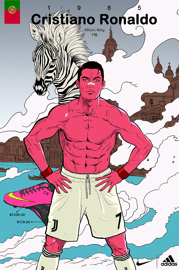 克里斯蒂亚诺·罗纳尔多×尤文图斯- 插画