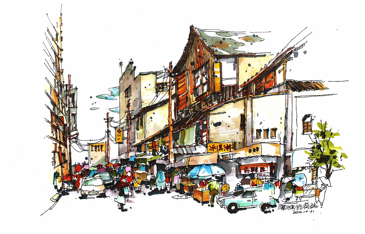 马克笔 风景速写（二）（图ZMjE3MTUyNDA=） - 绘画 - 站酷设计师谭泽鸿原创素材 - 站酷ZCOOL