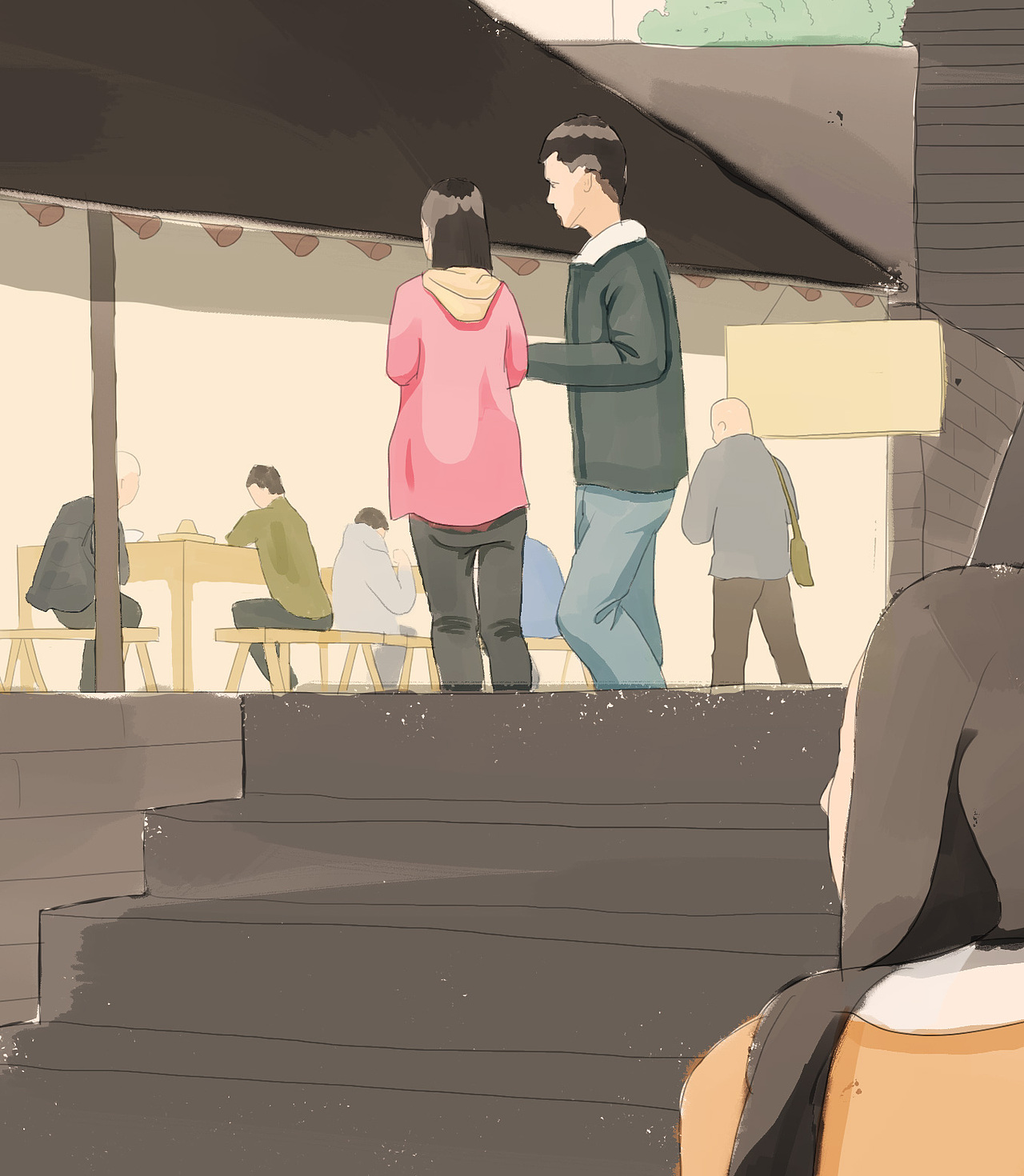 重庆十八梯插画简稿