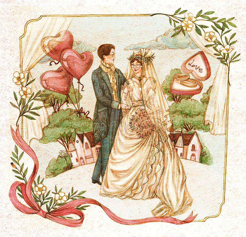 最近的小画~《初秋》&《婚礼卡》