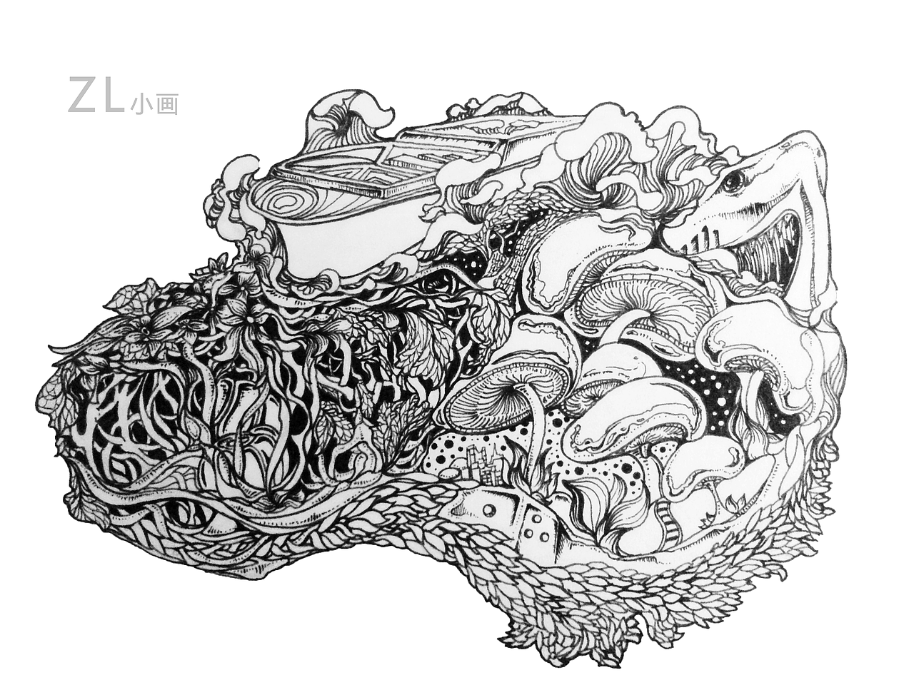 原创黑白插画（图ZMTg3NjgzMjQw） - 绘画 - 站酷设计师龍龍吖原创素材 - 站酷ZCOOL