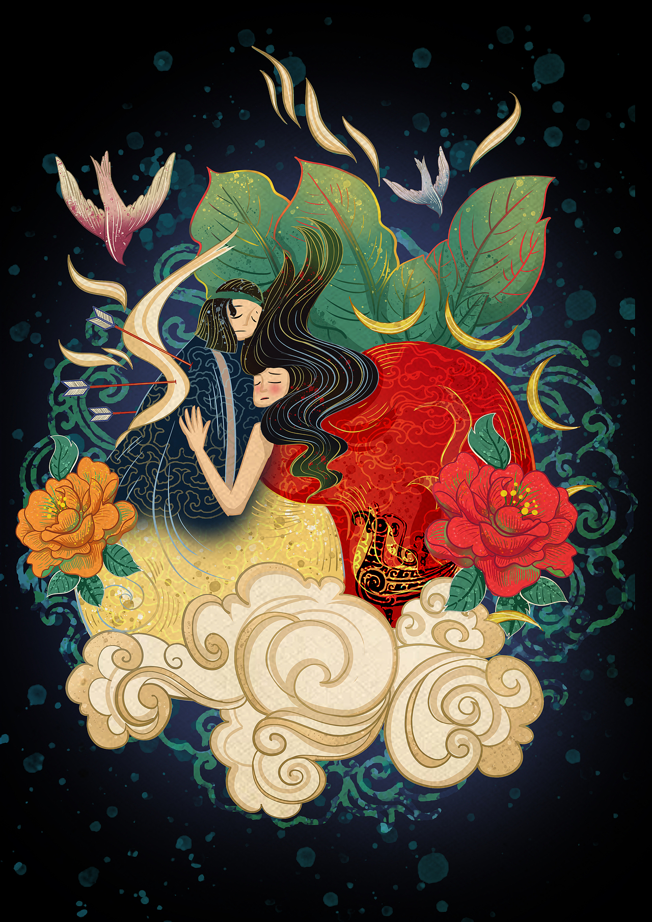 独龙族民族风插画