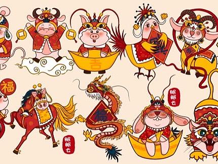 原创十二生肖动物插画