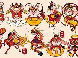 原創(chuàng)十二生肖動物插畫