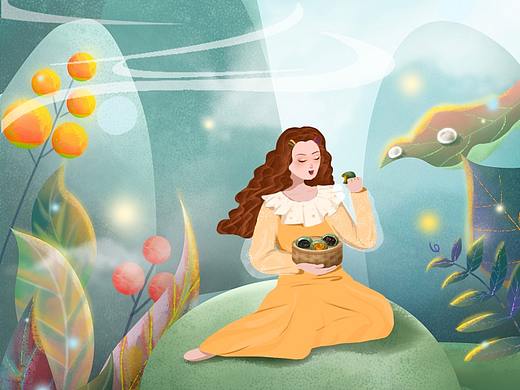 插画海报-青团|春分节气海报（个人主页-ZNDM2NjU1MjA=） - 商业插画 - 站酷设计师妖厥原创素材 - 站酷ZCOOL