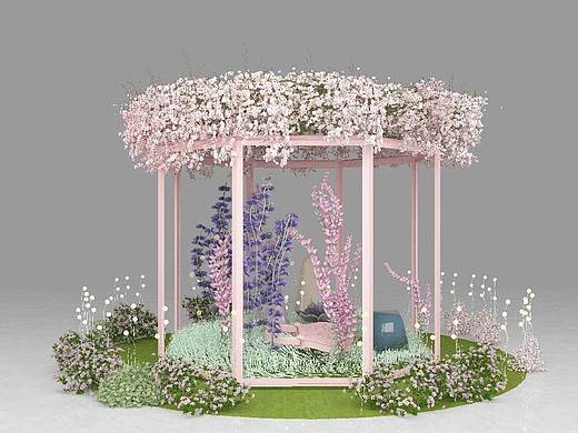 美陈 路演 卡通 少女心 快闪店 粉红 打卡点 3D效果图