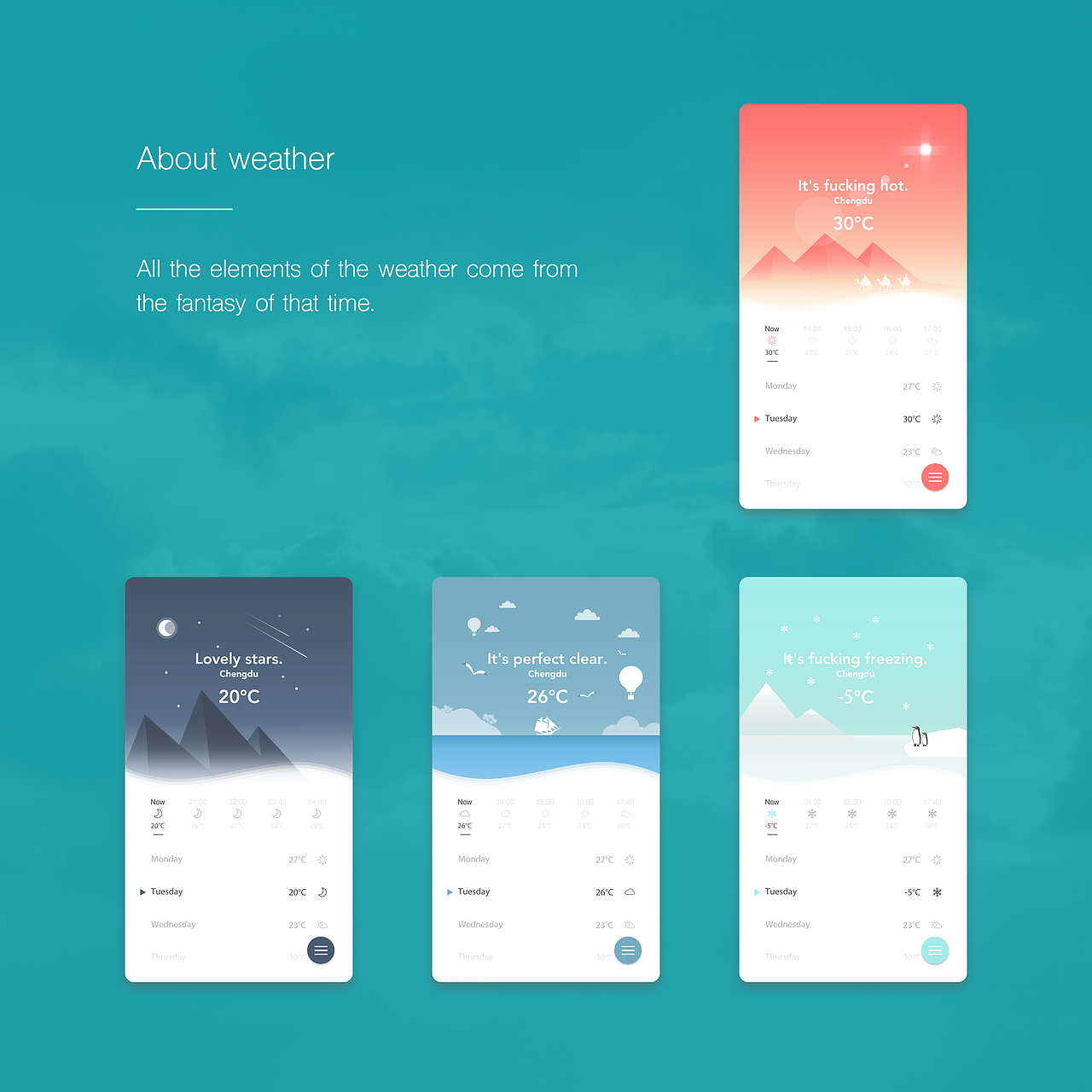 Weather（图ZNDY4Mjk3NzY=） - APP界面 - 站酷设计师一杯罗一原创素材 - 站酷ZCOOL