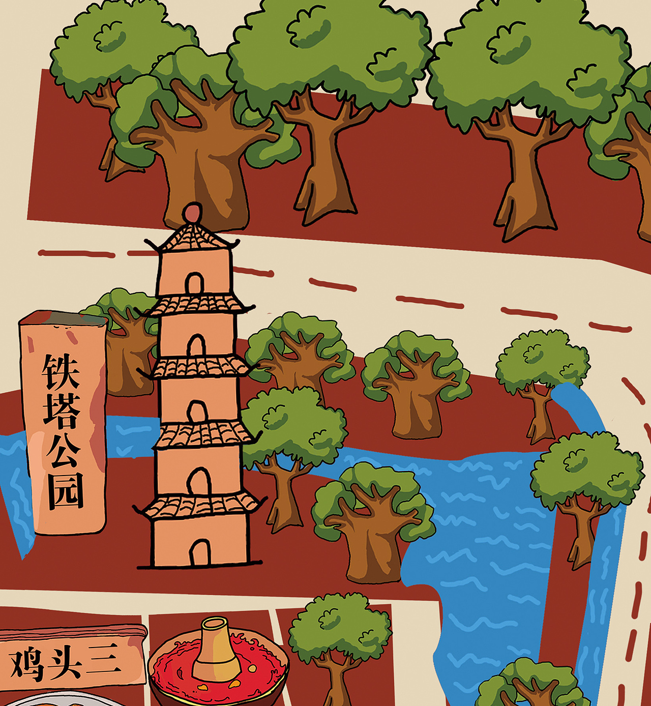 开封美食手绘地图