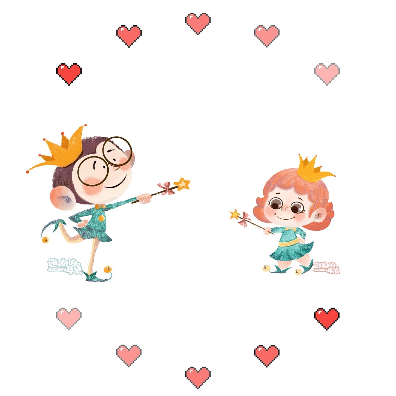 小猪妹的情侣头像（图ZMjY5NTM5OTE2） - 儿童插画 - 站酷设计师逃跑的耳朵原创素材 - 站酷ZCOOL