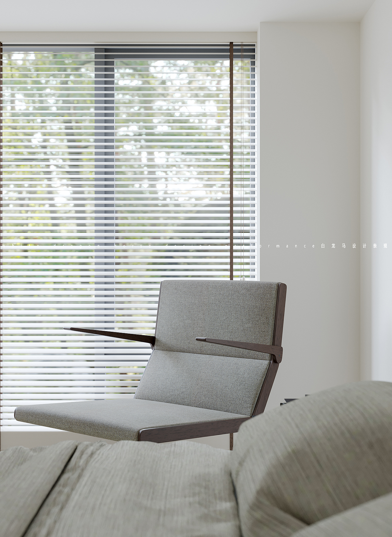 现代极简家装设计——白龙马效果图女