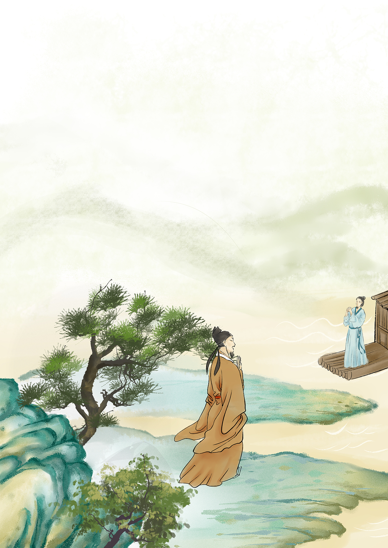 版绘水墨古诗配图