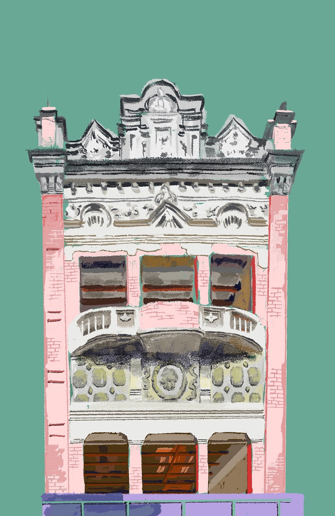 台湾大稻埕骑楼（图ZOTQ3MjQ4ODg=） - 新锐潮流插画 - 站酷设计师大吉大力原创素材 - 站酷ZCOOL