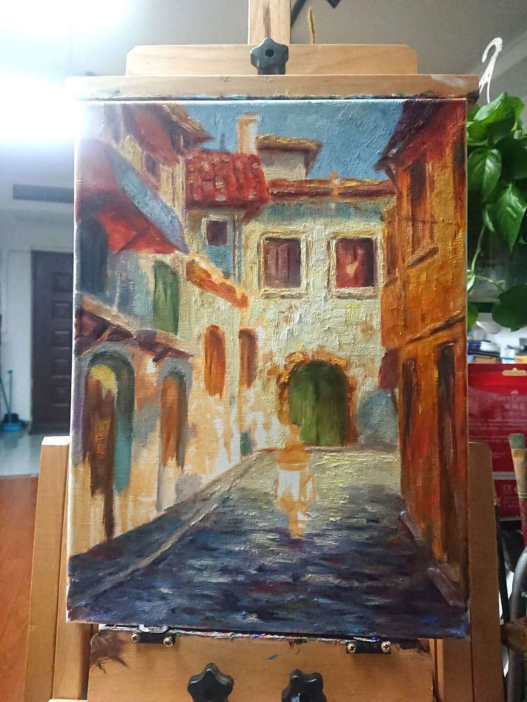 【约绘寻鹿】30x40cm布面油画《骑着我心爱的Vespa》（图ZMjAyOTg1NjEy） - 绘画 - 站酷设计师墙角笔触原创素材 - 站酷ZCOOL