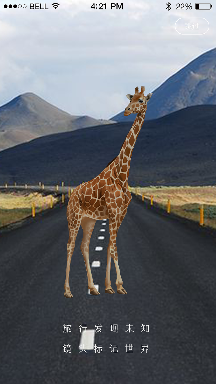 这是一个小视频   场景是 长颈鹿在公路上走动