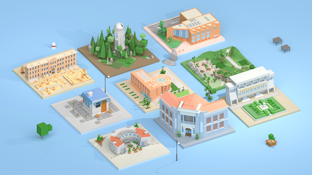 lowpoly场景练习 | 建筑九景