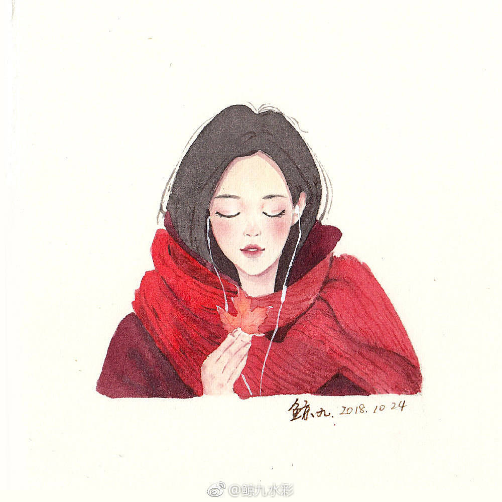 水彩少女清新插画头像