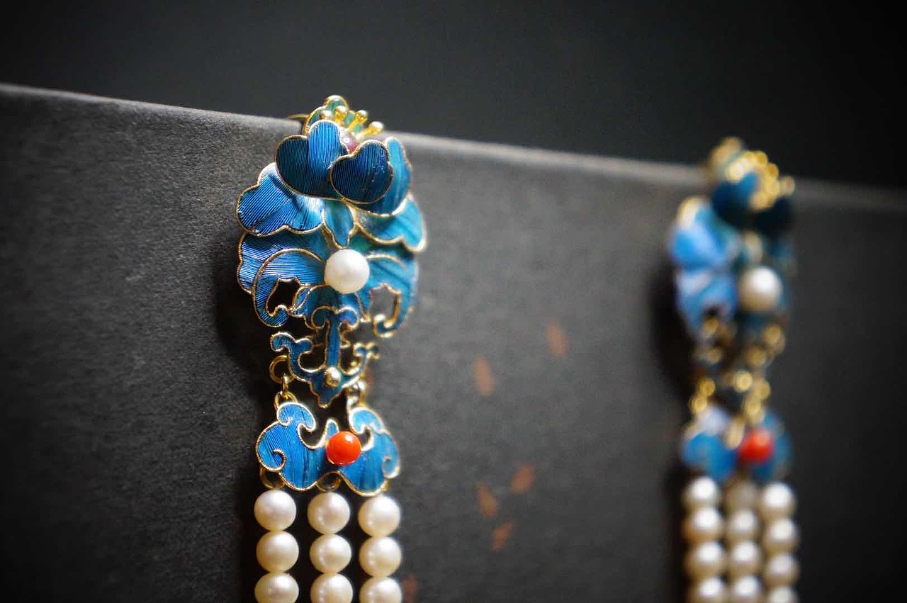 耳饰系列　　古物新饰　中式奢侈品　点翠首饰设计样品