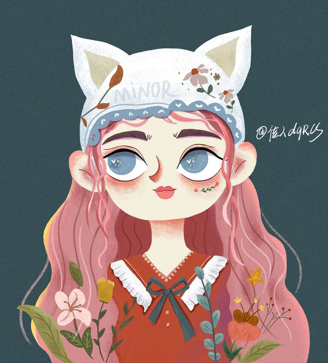 插画 花和少女头像（图ZMjMxMzQxNTUy） - 海报 - 站酷设计师佳人双双原创素材 - 站酷ZCOOL