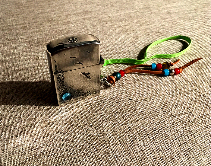 纯银唐草自由银打火机