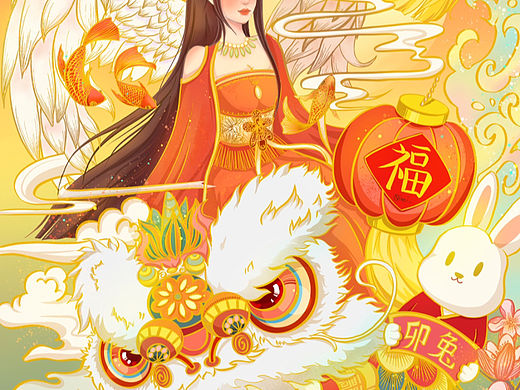 国风插画｜卯兔迎春